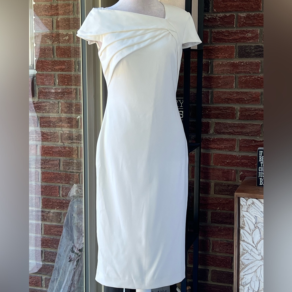 Badgley Mischka White Midi Dress Size 2 Nwt